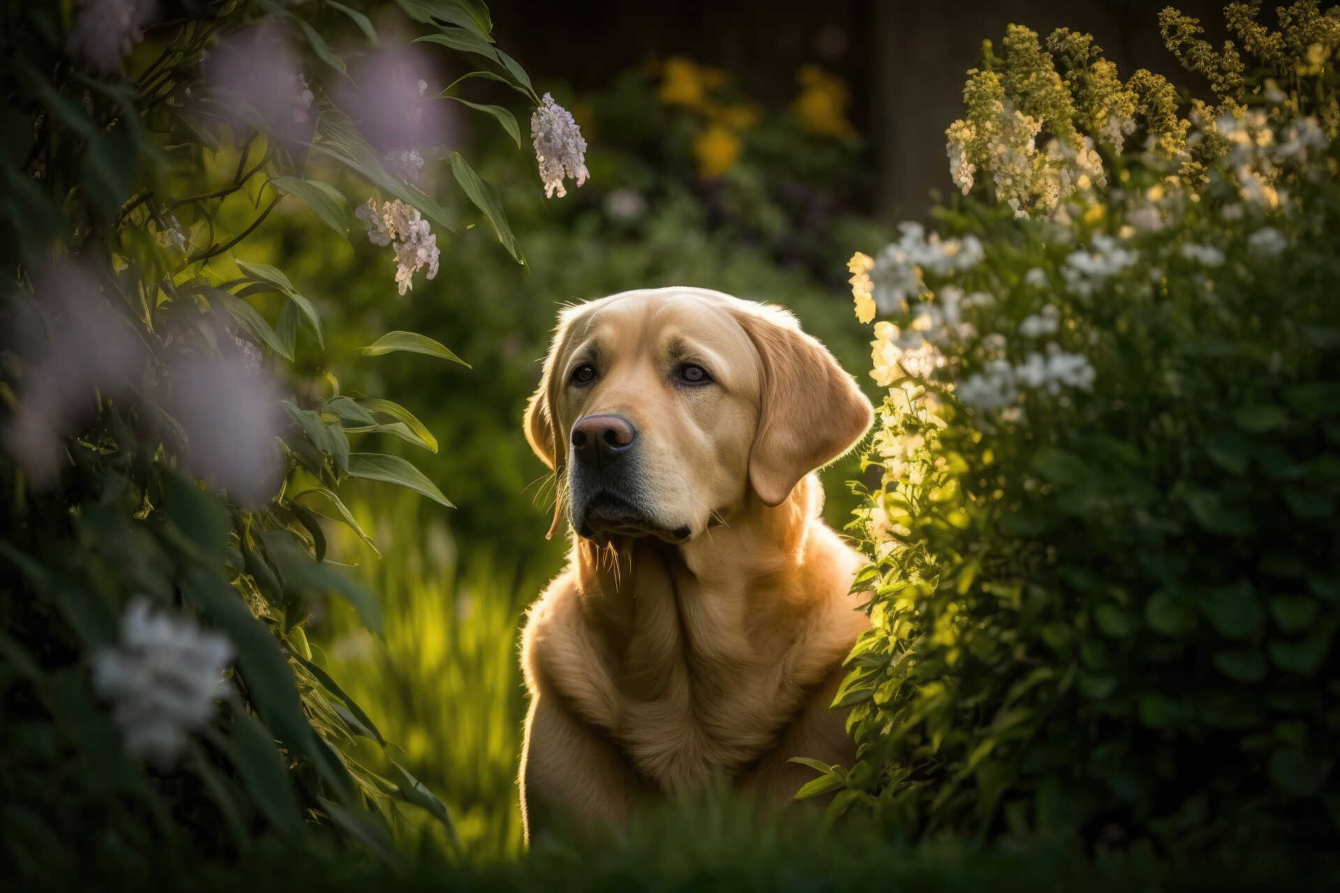 Golden Retriever dog in a garden
