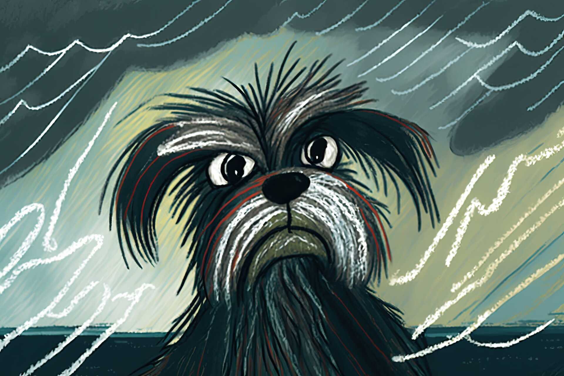 A LhasaLife illustration of an angry looking dog