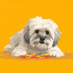 Flat vector illustration of a white Lhasa Apso dog