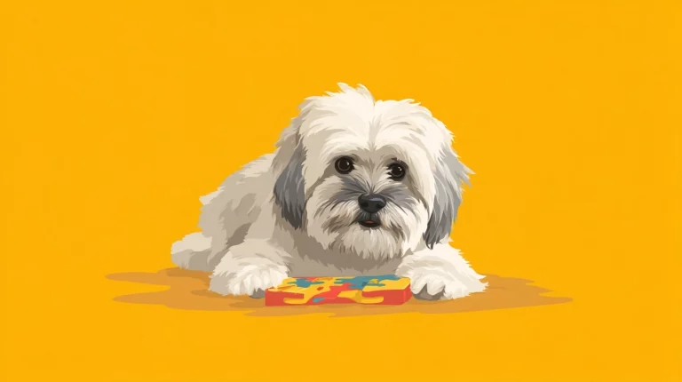 Flat vector illustration of a white Lhasa Apso dog