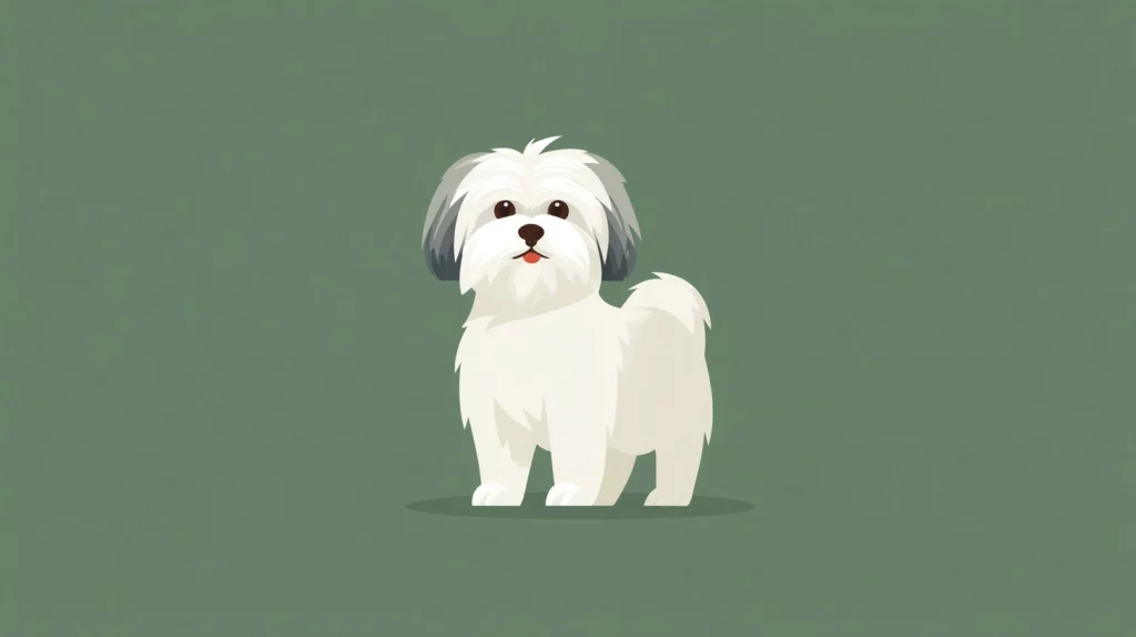 Flat vector illustration of a white Lhasa Apso dog