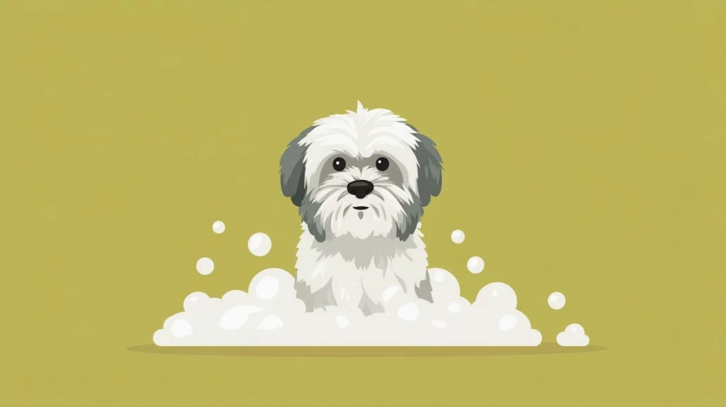 Flat vector illustration of a white Lhasa Apso dog