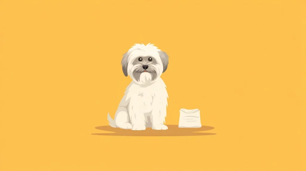 Flat vector illustration of a white Lhasa Apso dog