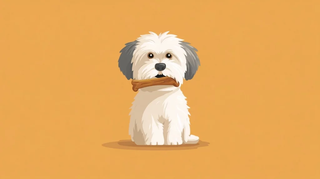 Flat vector illustration of a white Lhasa Apso dog