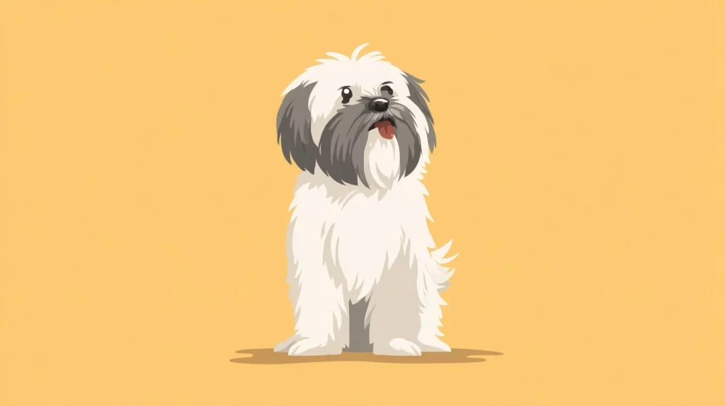 Flat vector illustration of a white Lhasa Apso dog