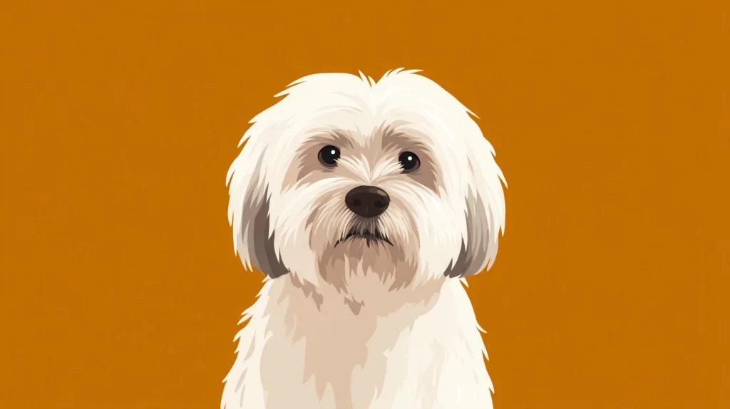 Flat vector illustration of a white Lhasa Apso dog