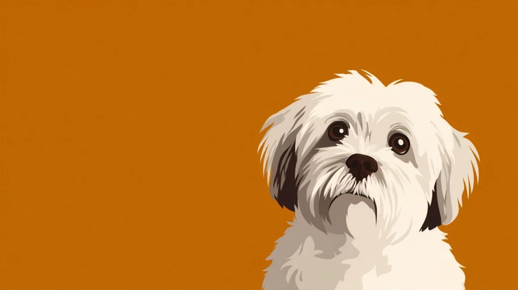 Flat vector illustration of a white Lhasa Apso dog