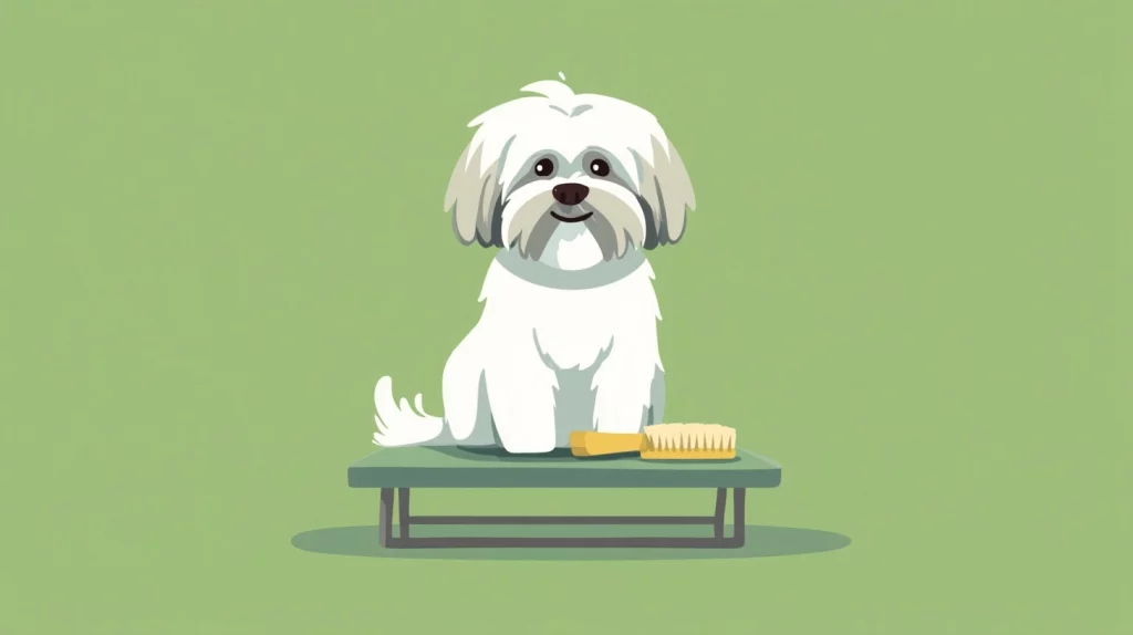 Flat vector illustration of a white Lhasa Apso dog