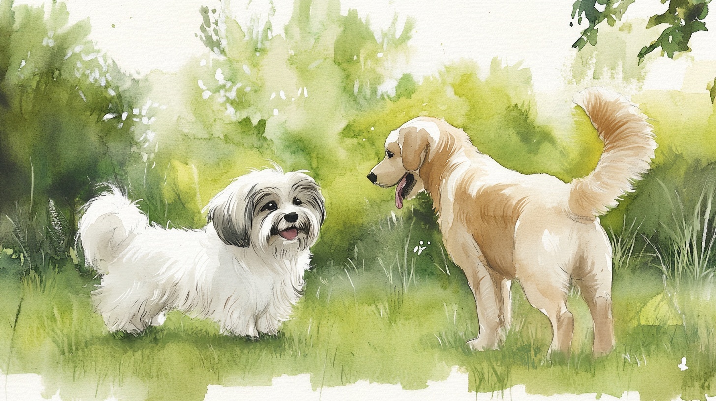 Flat vector illustration of a Lhasa Apso surveying the dog park like royalty – LhasaLife Flat vector illustration of a Lhasa Apso surveying the dog park like royalty